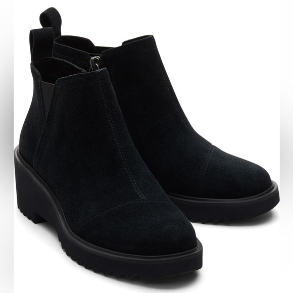 MAKE AN OFFER - TOMS Maude Suede Wedge Zip Boot - Picture 3 of 8